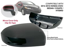 For 2014 2015 HONDA CIVIC Sedan Coupe Mirror Cap Glossy PTM Black Passenger Side