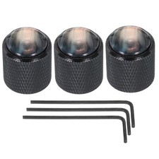 Guitar Bass Dome Knobs Black Shell Top 6mm Black Metal Volume Tone Control 3Pcs
