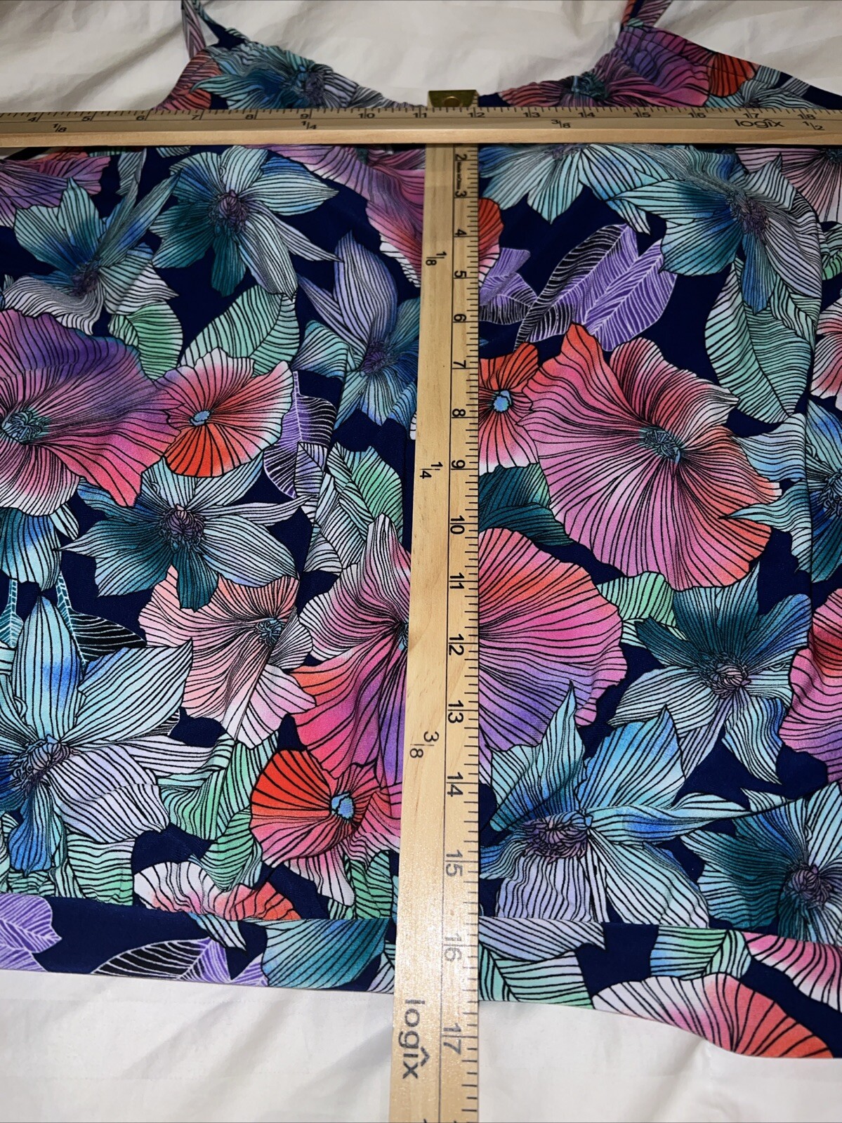 Tankini Swimsuit Bathing Top Plus Size 24W Floral Multicolor Stretch Builtin Bra