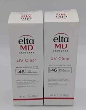 2 EltaMD UV Clear Face Sunscreen SPF 46,Oil Free Sunscreen, Zinc Oxide, EX 02/27