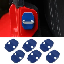 6x Blue Door Lock Buckle Cover Trim Car Decoration for Jeep Wrangler JK 2007-17