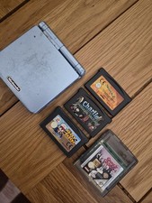 Nintendo Game Boy Advance SP Pearl Blue Gaming Console & games read description 