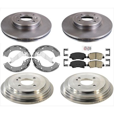 Brake Kit Rotors Drums Shoes Pads 6pcs Hyundai Accent 13-17 Kia Rio 18 BR901092