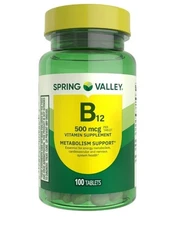 Spring Valley Vitamin B12 Tablets 500 mcg 100 Count