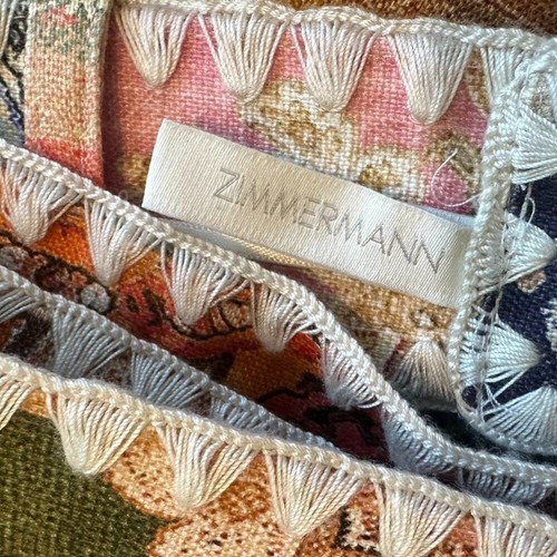 Zimmermann Anneke Belted Patchwork Paisley Linen Shorts Floral Size 1 2/4 Womens - Picture 14 of 15