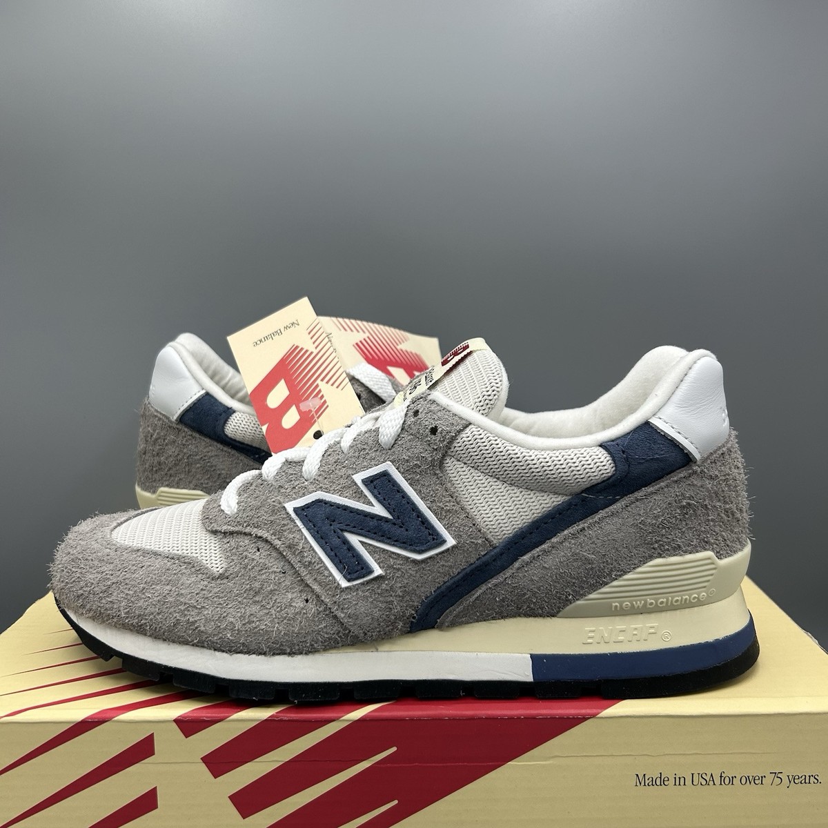 New Balance 996 Made In USA Trainers Grey Navy Suede Casual Shoes