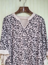 Micoson Shirt Womens XL Floral Pullover Stretch Top Lightweight Layered Blouse