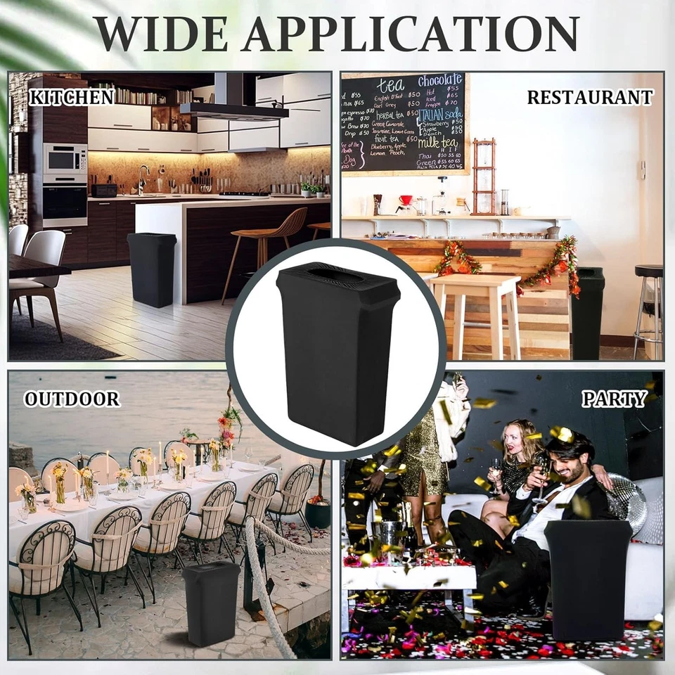 2 Pcs 23 Gallon Black Spandex Stretchable Trash Can Cover Wedding Party Fundrais - Image 4 of 4