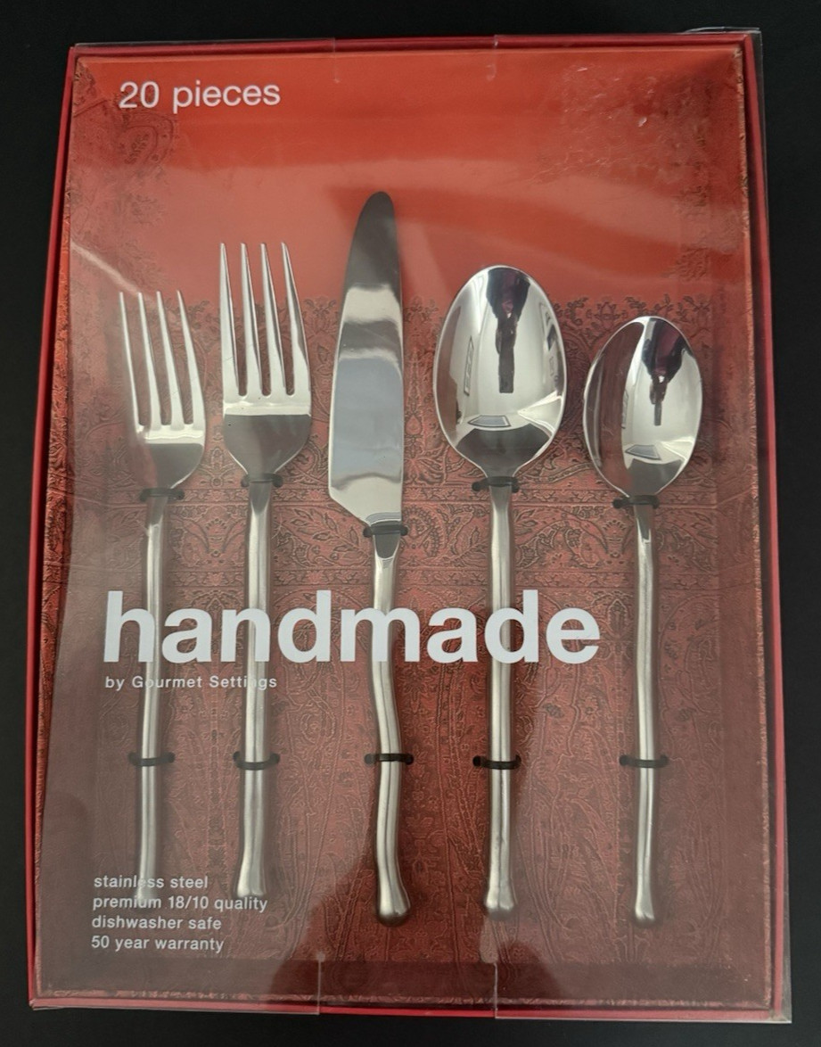 Gourmet Settings Exotique Platinum Stainless Steel Flatware 20 PC. Service For 4