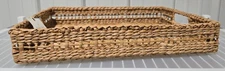 Hearth & Hand Natural Woven Rattan Structured Serving Tray w/ Handles 14" x 20"