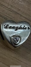 PANDORA 925 Sterling Silver Daughter Heart Charm Bead Pink CZ Bracelet