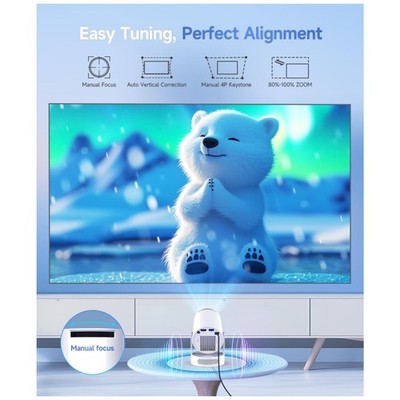 Portable WiFi Projector with 4K Support & Bluetooth 5.4