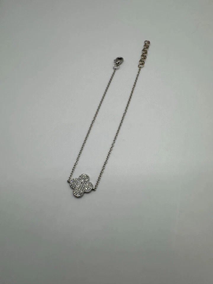 Brazalete Cadena Trébol Oro Blanco 14K y Diamantes Colección Saks Fifth Avenue Foto 3 de 4