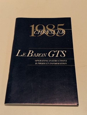 1985 Chrysler Le Baron GTS Owners Manual