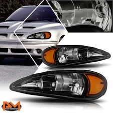 For 99-05 Pontiac Grand Am Headlight/Lamps Repalcement Smoked Housing Amber Side
