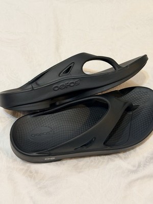 Oofos Oolala Luxe Recovery Flip Flop Sandals M10/W12 BLACK 43 mens women s