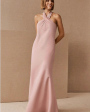 BHLDN RUBY TWIST Halter Maxi Dress Formal Gown Party Bridesmaid WOMEN Size2 PINK