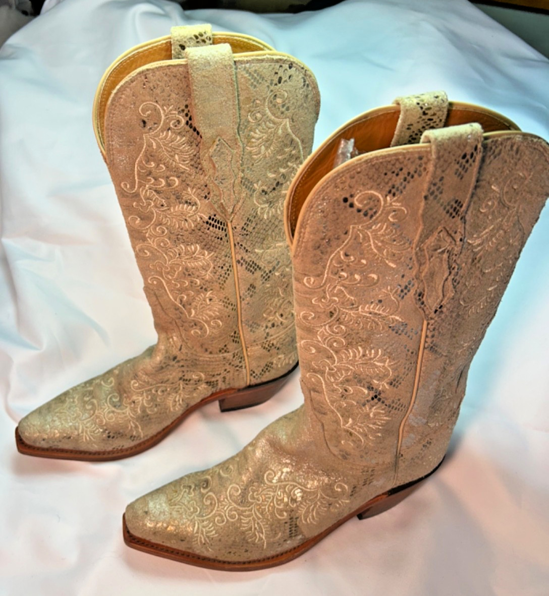 Lucchese Stone Python Suede Leather  Snake Print … - image 1