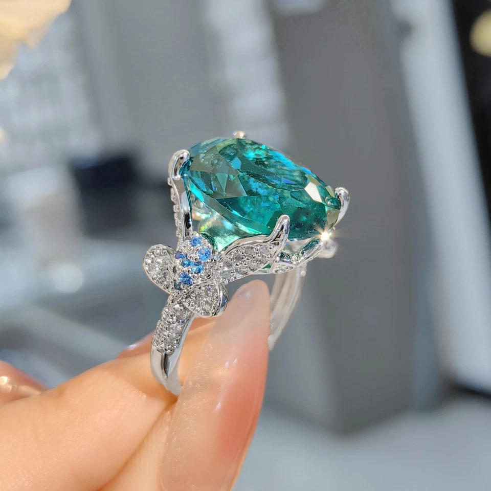 3 piezas Dije Color Paraiba Azul Topacio Piedras Preciosas Dije Mujeres Plata Collar Anillos Foto 4 de 4