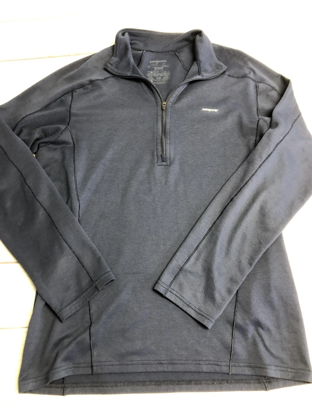 Patagonia Pullover Mens Medium Blue Long Sleeve 1/4 Zip Capilene Performance Top
