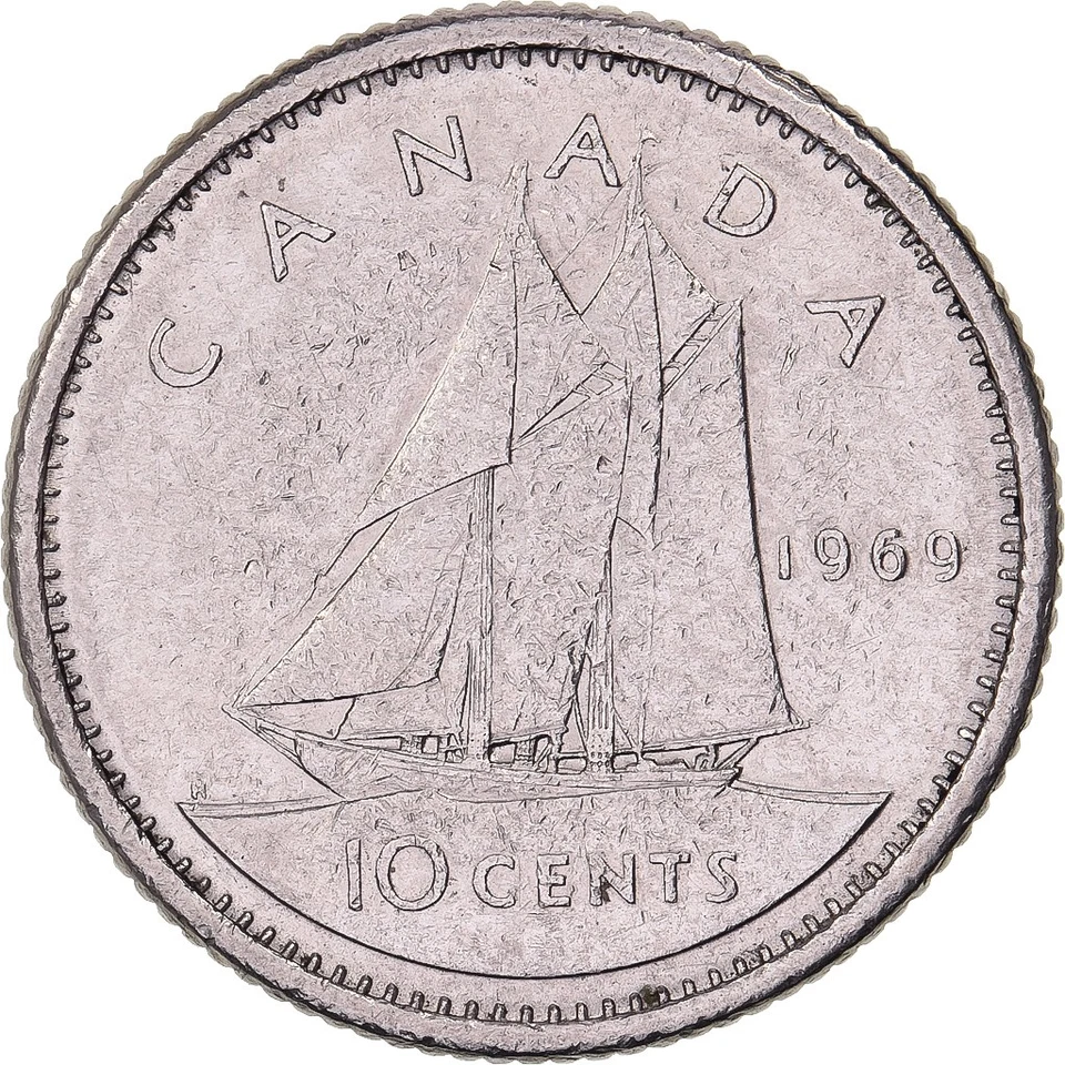 Canada, Élisabeth II, 10 Cents, 1969, Royal Canadian Mint, Nickel, TTB+, KM:73 - Photo 2/2
