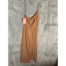 BHLDN Tan Open Back one shoulder Dress Size 6 Wedding Guest Bridesmaid New