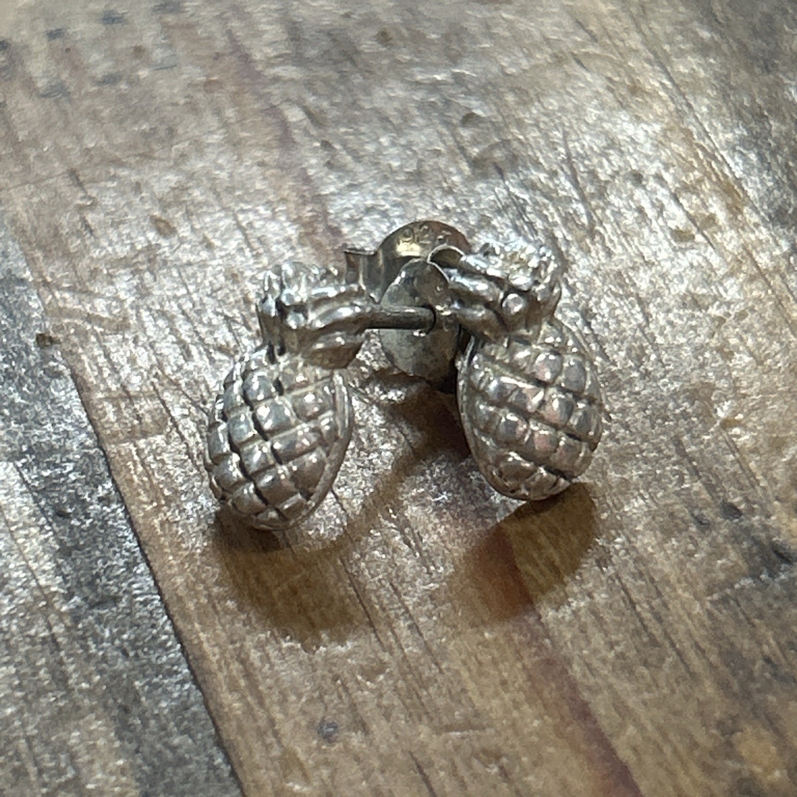 Sterling Silver Pineapple Drop Stud Earrings 1.31… - image 1