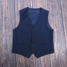 Suit Vest Teens 32 Blue 3 Piece Polyester Viscose Lined Four-Button Formal