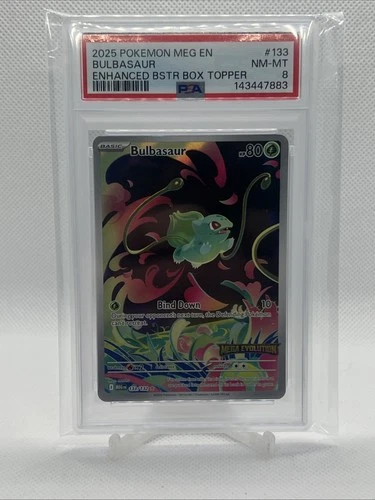 PSA 8 Bulbasaur Stamped Box Promo 133/132 Pokemon Mega Evolutions 2025 ENGLISH