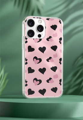 Handyhülle Valentinstag durchsichtig pink schwarz Herzen süß für iPhone 17 Galaxy 06