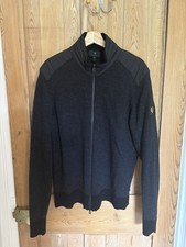 Belstaff Kelby Cardigan con Zip Giacca di Pura Lana Nero XXL