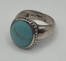 Vintage Sterling Silver 925 Round Turquoise Thai Ring Sz 6.25