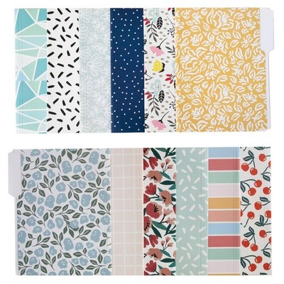Cute File Folders, Set of 12 3-Tab Letter Size Decorative File Folders Boho M...