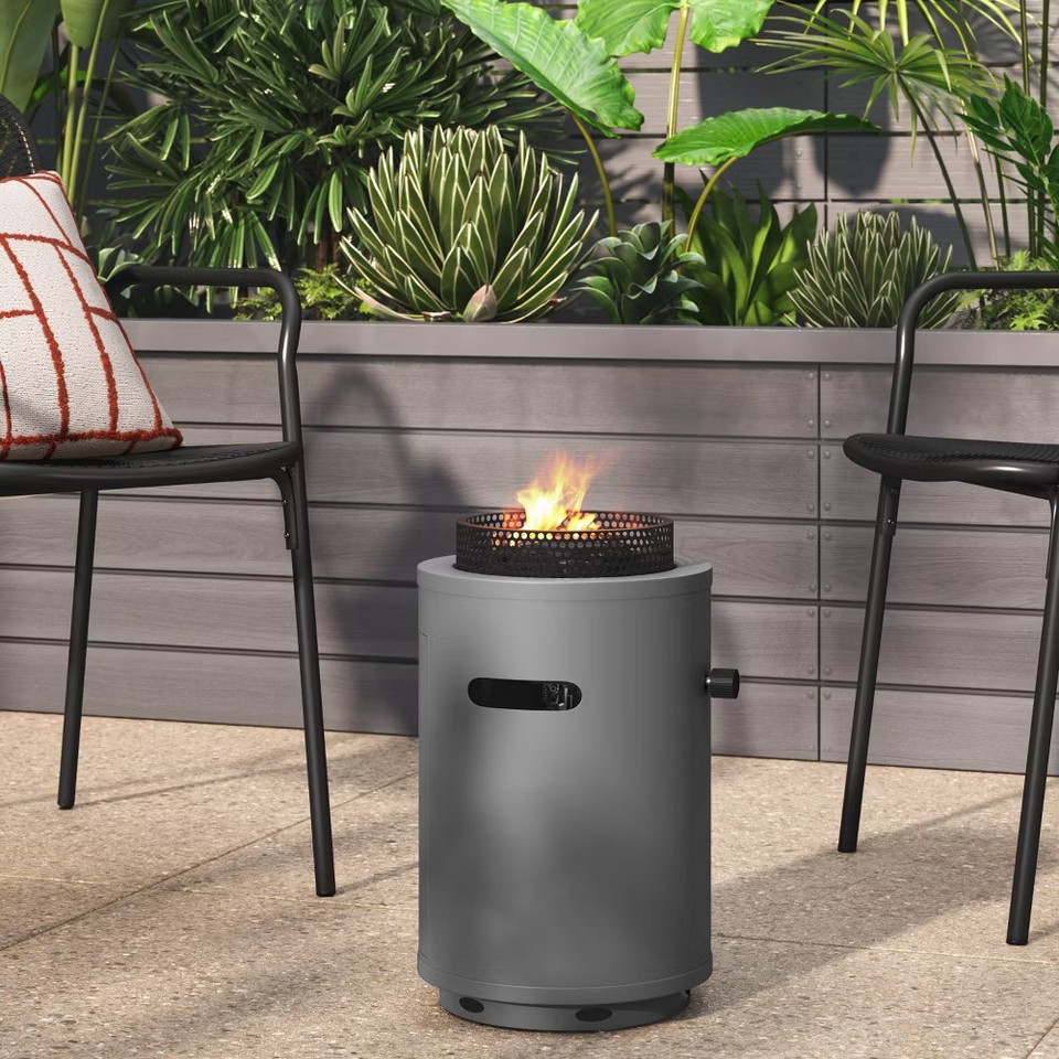 1lb Propane/Liquid Petroleum Gas Round Column Fire Pit Gray - Room ...