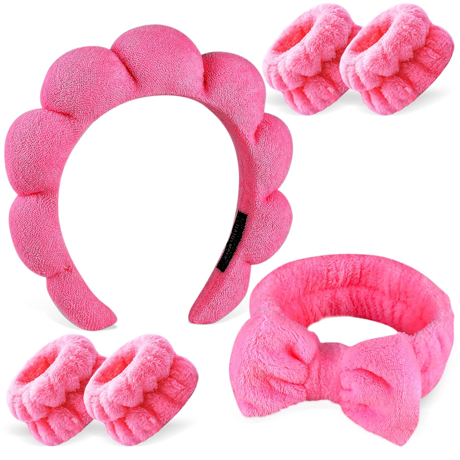 6Pcs Spa Headband for Washing Face Wristbands Set Women Bubble Skincare Makeup S