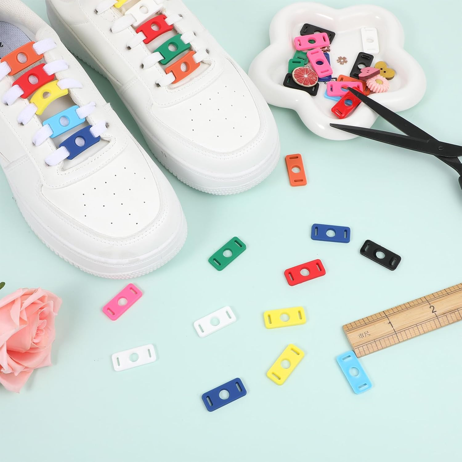 36PCS Shoe Lace Charms, Colorful Shoe Lace Adapters Colorful Shoelaces Decoratio