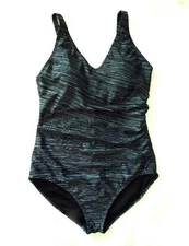 SPEEDO BLACK & AQUA ONE PIECE SWIMSUIT Size 18