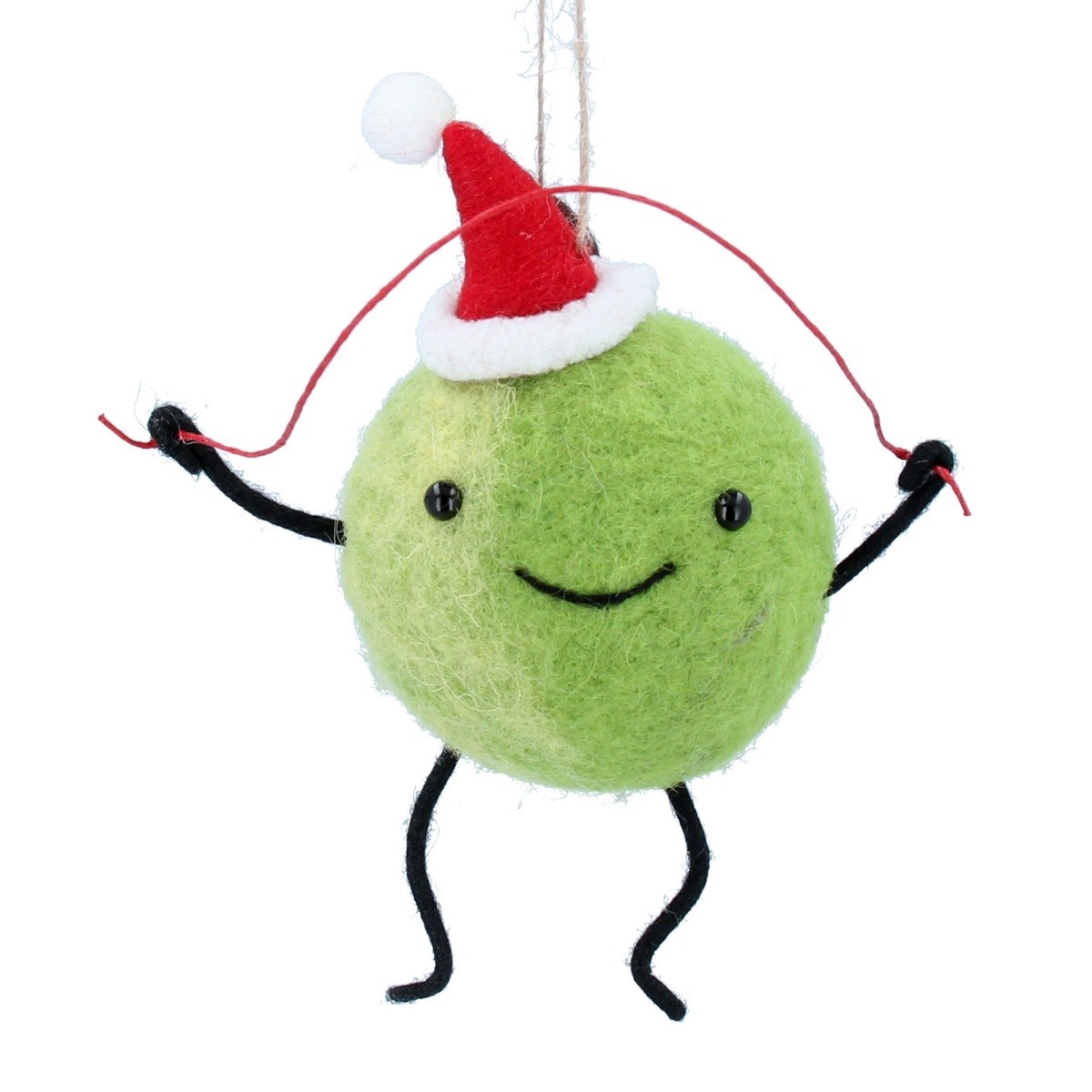 Christmas Tree Decoration Felt Brussel Sprout Skipping by Gisela Graham Novelty