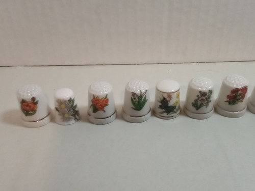 Lote De Colección X 10 Dedales De Porcelana Floral Coleccionables - Imagen 2 de 3