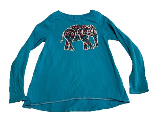 2 Mädchen Faded Glory Langarmshirt Azteken Elefant Eule, Bohemian, Größe 7 türkis - Bild 2 von 8