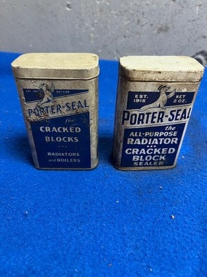 Vintage - (2) Porter Seal for Cracked Blocks Tin - 1939