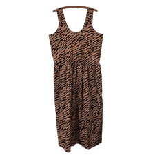 Everlane Green Brown Poplin Sleeveless Tiered Dress Size Large NEW Womens