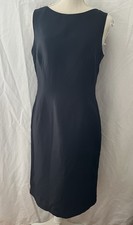 TALBOTS Black Slit Sleeveless Sheath Dress 8 Classic Career Minimalist