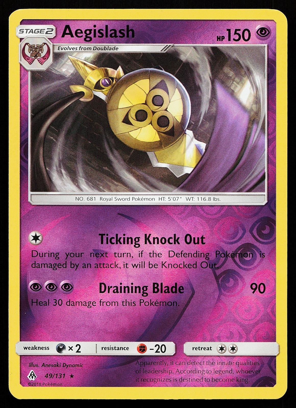Aegislash 49/131 Reverse Holo Rare Forbidden Light Pokemon Card