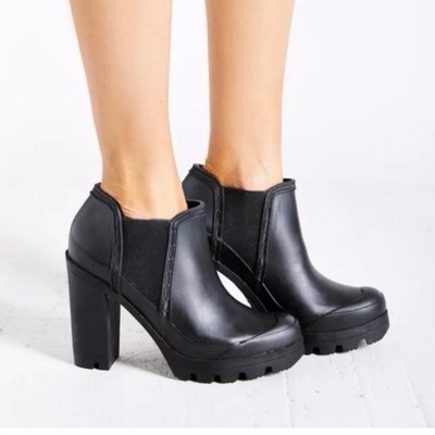 Hunter Chelsea Women s Original Black Rubber Ankle Boots Platform 9