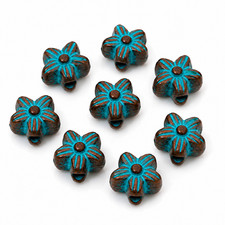 Flower Copper Beads 7mm Blue Daisy Spacers DIY Jewelry B0836 - 20, 50 Or 100PCs