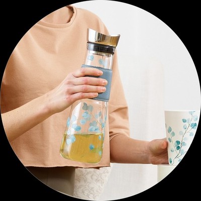 Glaskaraffe Eve Eucalyptus + Edelstahlfilter 1,25 L optional ICE TEA COOLER