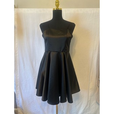 Black Satin Fit Flare Mini Dress Size 12 Open Back Spaghetti Strap Revolve style | eBay Black Satin Fit Flare Mini Dress Size 12 Open Back Spaghetti Strap Revolve style | eBay