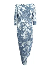 JS Collections Women's Illusion Lace Gown (2, Navy/Ivory) 628732248103