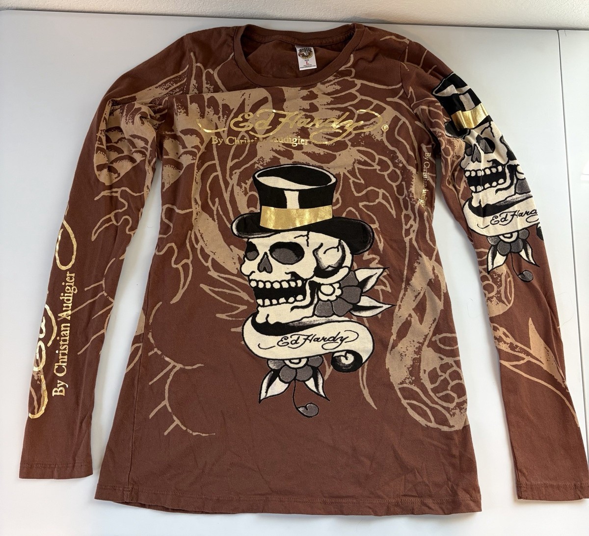 Y2k Skull Ed Hardy Long Sleeve Shirt Vintage Ed Hardy Fullprint 